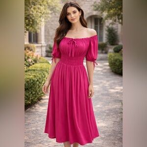 Elegant Pink Off-Shoulder Dress